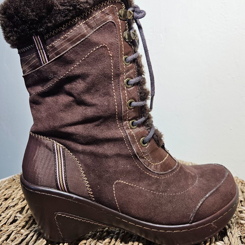 J-41  Lace Up Brown Suede Boot, Women's size 8 - Picture 2 of 8